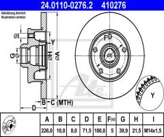 Ate 24.0110-0276 tarcza hamulcowa vw golf iii 91-96 tył, seat toledo i (1l), vw passat (3a2, 35i)