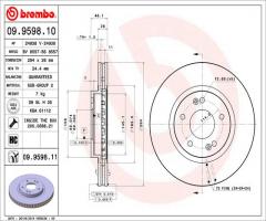 Brembo 09.9598.11 tarcza hamulc. hyundai santa fe  00-06  wen, hyundai santa fÉ i (sm)