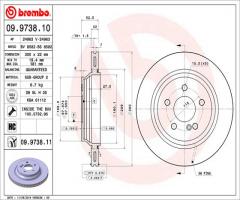 Brembo 09.9738.11 tarcza hamulc. mercedes w220 s-klasa  98-06 tył, mercedes-benz klasa s (w220)