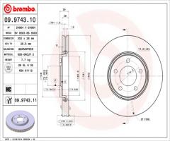 Brembo 09.9743.11 tarcza hamulc. chrysler voyager  01-, chrysler voyager iv (rg, rs)