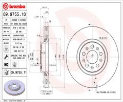 Brembo 09.9755.11 tarcza hamulc. volvo xc90  02-  koła 16, volvo xc90 i