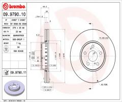 Brembo 09.9790.11 tarcza hamulc. toyota avensis  01-03, toyota avensis (_t22_)