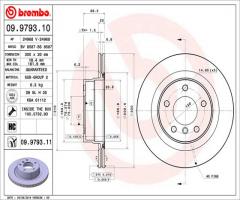 Brembo 09.9793.11 tarcza hamulc. bmw 3 e90  05- tył wen., bmw 3 (e91) touring 