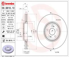 Brembo 09.9818.11 tarcza hamulc. renault espace iv  02-, renault vel satis (bj0_)