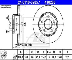 Ate 24.0110-0285 tarcza hamulcowa nissan primera 02-08 tył, nissan almera tino (v10)