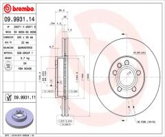 Brembo 09.9931.11 tarcza hamulc. vw t4  97-03 went., ford galaxy (wgr), seat alhambra (7v8, 7v9)