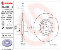 Brembo 09.9935.11 tarcza hamulc. peugeot 307  03-  2,0hdi, citroËn c4 picasso i (ud_)