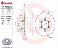 Brembo 09.a305.10 tarcza hamulc. isuzu d-max  07- przód