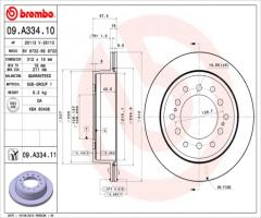 Brembo 09.a334.11 tarcza hamulc. toyota land cruiser  96- tył, toyota land cruiser 90 (_j9_)