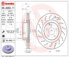 Brembo 09.a353.11 tarcza hamulc. mercedes w220 s-klasa  98-05, mercedes-benz klasa s (w220)
