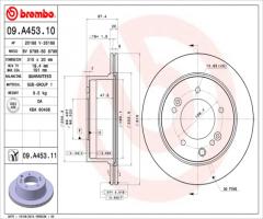 Brembo 09.a453.11 tarcza hamulc. kia sorento  02- tył, kia sorento i (jc)