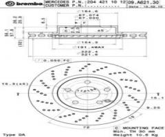Brembo 09.a621.31 tarcza hamulc. mercedes w204 c-klasa  07-, mercedes-benz klasa c (w204)