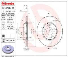 Brembo 09.a706.11 tarcza hamulc. kia carens iii  06-, kia carens iii (un)
