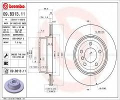 Brembo 09.b313.11 tarcza hamulc. bmw 5 e60,61  05-10 tył wen   x, bmw 5 (e60)
