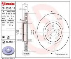 Brembo 09.b358.11 tarcza hamulc. opel insignia  08- przód koła 18, opel insignia, saab 9-5 (ys3g)
