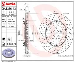 Brembo 09.b386.13 tarcza hamulc. nissan gt-r  11- przód, nissan gt-r (r35)