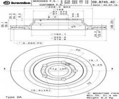 Brembo 09.b745.41 tarcza hamulc. mercedes w212 e-klasa  09- tył, mercedes-benz cls (c218)