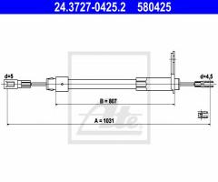 Ate 24.3727-0425 linka hamulca ręcznego mercedes w210 e-klasa 95-02, mercedes-benz klasa e (w210)