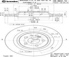 Brembo 09.b842.11 tarcza hamulc. mercedes w220 s-klasa  02-05 tył