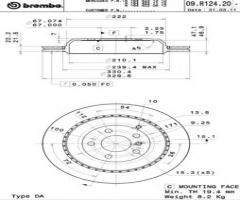 Brembo 09.r124.21 tarcza hamulc. mercedes x164 gl-klasa  06- tył, mercedes-benz klasa r (w251, v251)