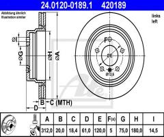 Ate 24.0120-0189 tarcza hamulcowa bmw 3 e36 m3 92-99 lewy tył, bmw 3 (e36) coupe 