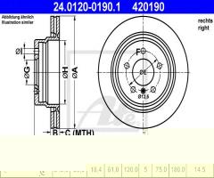 Ate 24.0120-0190 tarcza hamulcowa bmw 3 e36 m3 92-99 prawy tył, bmw 3 (e36) coupe 