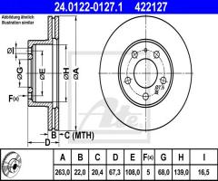 Ate 24.0122-0127 tarcza hamulcowa volvo 240-260 74-93, volvo 240 (p242, p244)