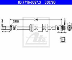 Ate 83.7716-0397 przewód hamulcowy giętki ford focus 04-11 przód, ford c-max (dm2)