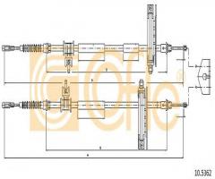 Cofle 10.5362 linka hamulca ręcznego ford focus  01-04 tarczowe, ford focus iii sedan