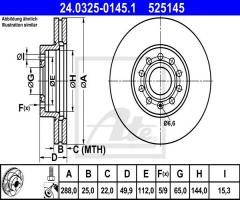 Ate 24.0325-0145 tarcza hamulcowa vw golf v 03-, audi a3 kabriolet (8p7), seat leon (1p1)