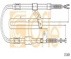 Cofle 17.1419 linka hamulca ręcznego toyota avensis  01-03 prawa, toyota avensis (_t22_)