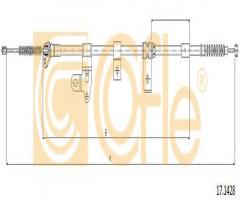 Cofle 17.1428 linka hamulca ręcznego toyota corolla  02-07 prawa