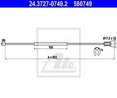 Ate 24.3727-0749 linka hamulca ręcznego opel corsa c 00-06 prawy t, opel corsa c (f08, f68)