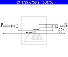 Ate 24.3727-0750 linka hamulca ręcznego opel corsa c 00-06 lewy ty, opel corsa c (f08, f68)