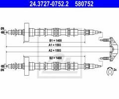 Ate 24.3727-0752 linka hamulca ręcznego opel astra g 98-01 tył, opel astra g hatchback (f48_, f08_)