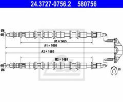 Ate 24.3727-0756 linka hamulca ręcznego opel zafira 01-03 tył, opel zafira a (f75_)