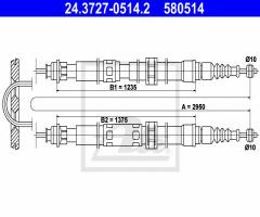 Ate 24.3727-0514 linka hamulca ręcznego alfa romeo 164 87-98 tył, alfa romeo 164 (164)