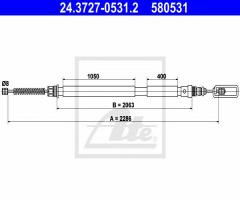 Ate 24.3727-0531 linka hamulca ręcznego fiat scudo 95-06 prawy tył, citroËn evasion (22, u6)