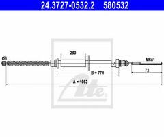 Ate 24.3727-0532 linka hamulca ręcznego fiat scudo 95-06 lewy tył, citroËn evasion (22, u6)