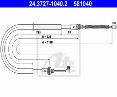 Ate 24.3727-1040 linka hamulca ręcznego renault laguna kombi 95-01