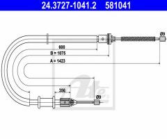 Ate 24.3727-1041 linka hamulca ręcznego renault kangoo 98-07 lt