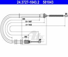 Ate 24.3727-1043 linka hamulca ręcznego renault kangoo 98-07 lt, renault kangoo express (fc0/1_)