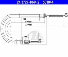 Ate 24.3727-1044 linka hamulca ręcznego renault kangoo 98-07 pt, renault kangoo express (fc0/1_)