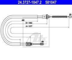 Ate 24.3727-1047 linka hamulca ręcznego renault clio ii 98-05 lt