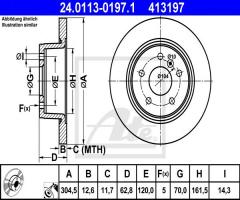 Ate 24.0113-0197 tarcza hamulcowa land rover discovery 99-04 tył, land rover range rover ii (lp)