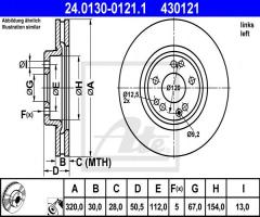 Ate 24.0130-0121 tarcza hamulcowa mercedes w124 e-klasa 93-95 lewy przód