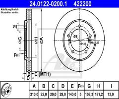 Ate 24.0122-0200 tarcza hamulcowa suzuki grand vitara 98-05, suzuki grand vitara i (ft, gt)