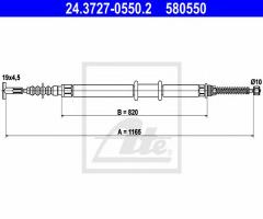 Ate 24.3727-0550 linka hamulca ręcznego fiat multipla 99-02 lt, fiat multipla (186)