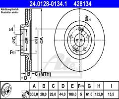 Ate 24.0128-0134 tarcza hamulcowa renault espace iii 00-02, renault espace iii (je0_)