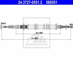 Ate 24.3727-0551 linka hamulca ręcznego fiat multipla 99-08 pt, fiat multipla (186)